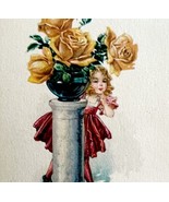 Birthday Wishes Greeting Postcard 1900-10s Gold Roses Victorian Child PC... - €17,46 EUR