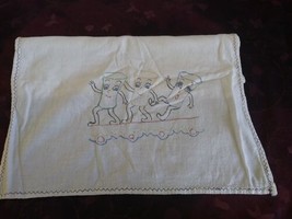 Vintage Anthropomorphic Walking Cups Hand Towel As Is 33&quot; x 13&quot; - £12.65 GBP