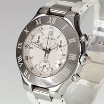 Cartier 2424 Quartz Chronoscaph Watch with Steel and White Rubber Band - £2,408.09 GBP