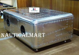 NauticalMart Vintage Coffee Table Aluminum Trunk - £943.16 GBP