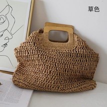 Korean caramel color wind handmade straw bag handbag lady summer large capacity  - £36.21 GBP