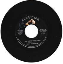 Don Robertson. The Dictionary Song / What A Day. 45rpm record on RCA Victor - $92.26 MXN