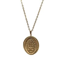 Vintage Gold Tone Oval Locket Necklace with Intricate Floral Design - $47.41