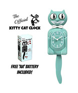 OCEAN WAVES KITTY CAT CLOCK (3/4 Size) 12.75&quot; Green Free Battery Kit-Cat... - $1,130.69 MXN