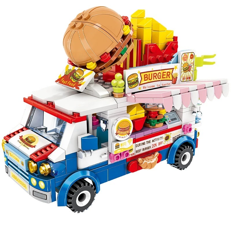 497 Pcs Burger Sets Model Building Blocks Racing Vehicle Camping Car Bricks - $48.99