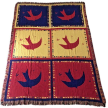 Goodwin Weavers Southwestern Fringe Throw Blanket Native Bird Symbols 51x69 USA - £35.39 GBP