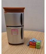 Fisher Price Loving Family Dollhouse Kitchen Silver Refrigerator with Food - $275.18 MXN