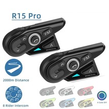 Pro Helmet Headset 8 Riders Motorcycle Intercom Universal Pairing FM Rad... - $190.17