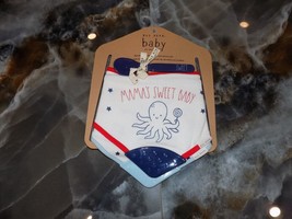 Rae Dunn &quot;Mama&#39;s Sweet Baby&quot; Bandana Teether Bib And Spoon Set New - £14.00 GBP