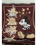 Walt Disney World Tapestry THROW BLANKET DISNEY MICKEY Mouse Maroon Epco... - $54.14 CAD