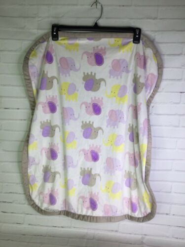 Blankets And Beyond Pink Purple Yellow Gray All Over Elephants Baby Blanket 2014 - £41.39 GBP