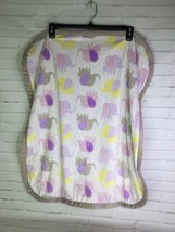 Blankets And Beyond Pink Purple Yellow Gray All Over Elephants Baby Blanket 2014 - £40.88 GBP