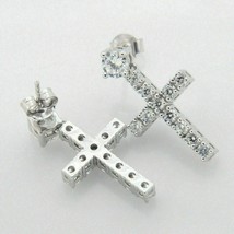 1.00Ct Simulated Cross Drop/Dangle Gift Earrings 14K White Gold Plated Silver - £74.38 GBP