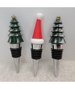 LOT OF 3 Metal Christmas Tree Santa Clause Hat Wine Bottle Stoppers - Ho... - $14.11 CAD