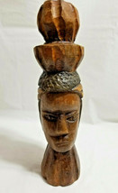 Tiki Tribal Hand-carved Wood Women Lady Head 9&quot; - £19.87 GBP