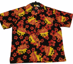Hawaiian Tropic Shirt Mens Sz M Med Hibiscus Floral Sunshine Logo Top Vintage - £21.13 GBP