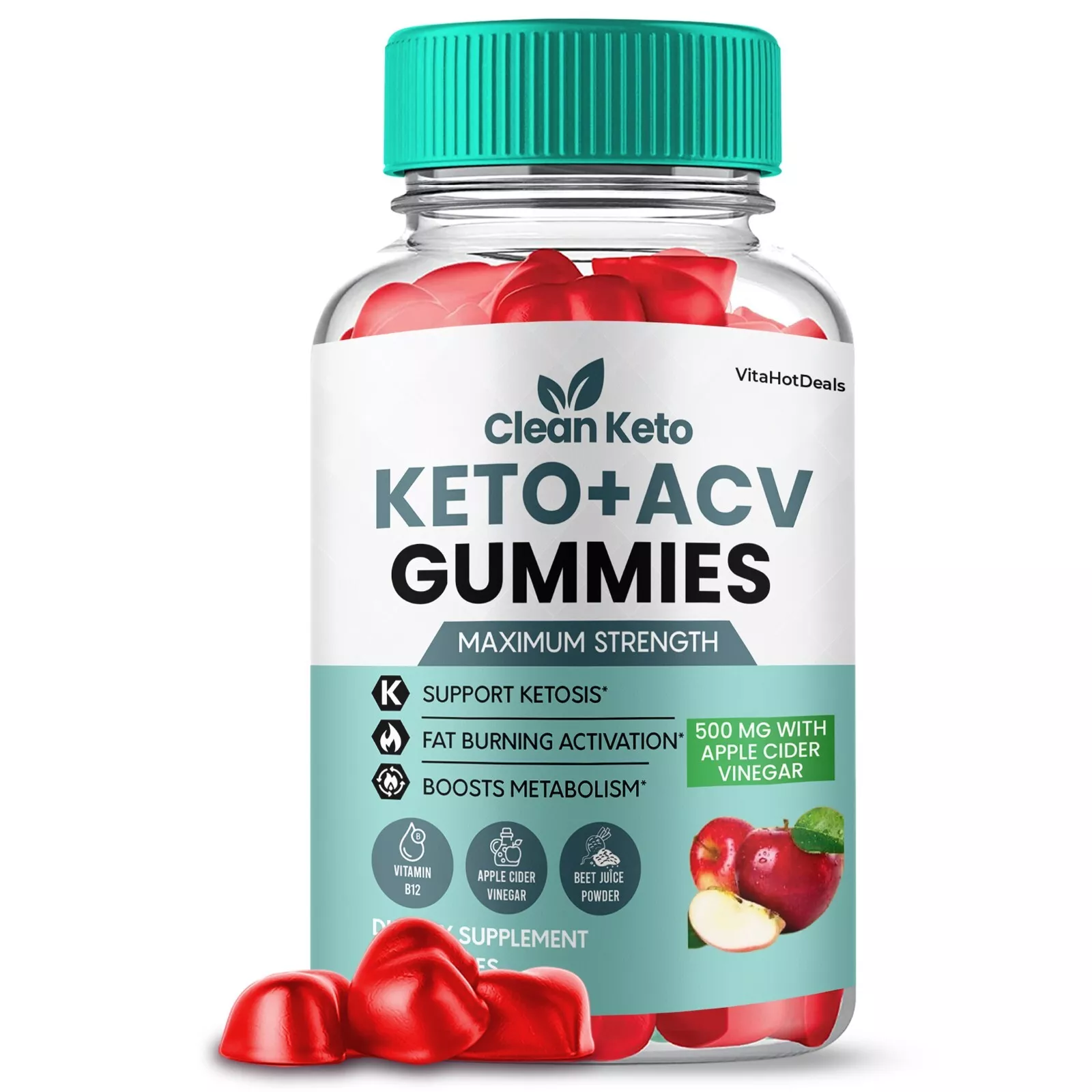 1 Pack Clean Keto ACV Gummies Apple Cider Vinegar Max Strength Gummies - £42.97 GBP