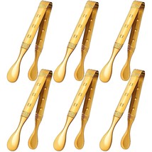 6-Pieces 6 Inch Gold Tongs Mini Tongs For Appetizers, Gold Serving Utensils Smal - £22.49 GBP