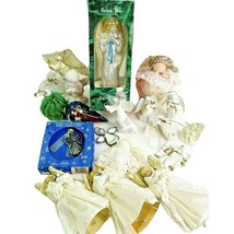20 Angel Ornaments Vintage Capiz Shell Stained &amp; Blown Glass Porcelain Crystal - £22.34 GBP