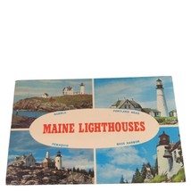 Postcard Maine Lighthouses Nubble Portland Head Pemaquid Bass Harbor Chrome - £5.42 GBP