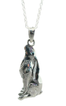 Moon Gazing Hare Necklace 925 Sterling Silver Pendant 18&quot;Chain Pagan Wicca &amp; Box - £19.96 GBP
