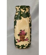 ALPINE POTTERY Roseville Ohio Green Sponge Ware Small Milk Bottle Vase (... - $11.66