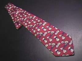 Eagles Eye Neck Tie Repeating Dalmation Puppies on Red Silk - £7.96 GBP