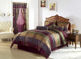 Chezmoi Collection 7 Pieces Multi Color Gitano Jacquard Patchwork Comforter Set - £101.51 GBP