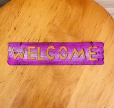 Welcome Sign Stencil Purple Pink Metallic 7 inch - £13.90 GBP