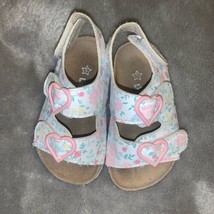 Toddler Girls Size 5 Little Me White Pink Floral Cork Sandal Shoes  EUC - £11.79 GBP