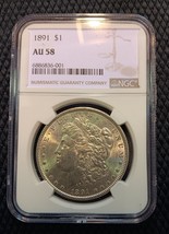 1891 $1 Morgan Silver Dollar AU58 NGC Certified About Uncirculated - £84.78 GBP