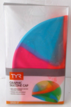 TYR Tie-Dye Swim Cap 100% Silicone Pink/Blue Junior NEW - $3.95