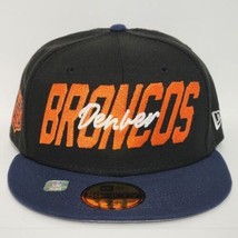 New Era 59Fifty NFL Denver Broncos On Field Hat Size 7 3/8 Fitted Cap Black Blue - £27.69 GBP