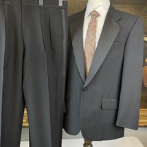 VTG Cricketeer 40L 36 x 32 2Pc Black 100% Wool 1 Button Tuxedo - £41.74 GBP