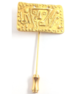 VTG Abstract Face Brutalist Stick Pin Gold Tone Rectangle Modernist Lape... - $19.99