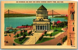 Riverside Drive and Grant&#39;s Tomb New York City NY NYC UNP Linen Postcard I2 - £3.06 GBP