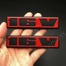 2pcs Red 16V Car Auto Trunk Rear  Front Grille Emblem  Decal Sticker - £47.09 GBP
