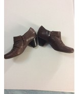 7M/7 M Bare Traps Rosey Brown Leather Pleated Casual Shoes/Ankle Zippere... - $18.40