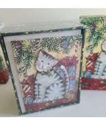 NOS Vtg Susan Winget  15 Cat Christmas Cards &amp; Envelopes Decorative Seal... - $15.50