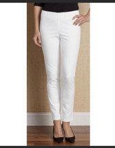 Soft Surroundings Stretch Pull-On Flat Front White Straight Leg Cropped ... - £27.18 GBP