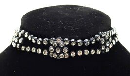 Vtg Black 14 Inch White Rhinestone Choker Fashion Costume Necklace - $12.00