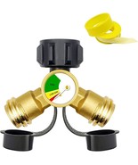 2 Way Propane Gas Tank Y Splitter Adapter Gauge for Camping Stoves BBQ R... - $516.67 MXN