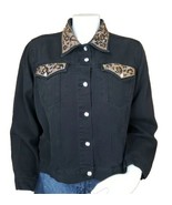 Christine Alexander Studded Jean Jacket Womens L Black Swarovski Crystal... - $34.54