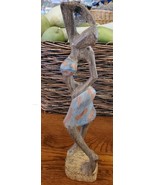 Eric Danquah African Ghana Woman Hand Carved Wood  Art Decor 20” Tall - $42.08