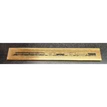 Vintage Brass colored Ruler with Locomotive and train on it - £18.22 GBP