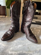J. Chisholm leather dark burgundy cowboy boots, made in USA men’s 9.5 D image 12