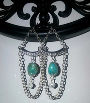 Handmade Turquoise Chandelier Chain Earrings - $14.00