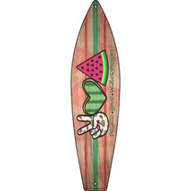 Peace Love Watermelon Novelty Mini Metal Surfboard Sign - £13.33 GBP