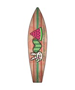 Peace Love Watermelon Novelty Mini Metal Surfboard Sign - £13.54 GBP