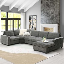 U-Shaped Sectional Sofa: 6-Seat Chenille Couch - $1,118.99